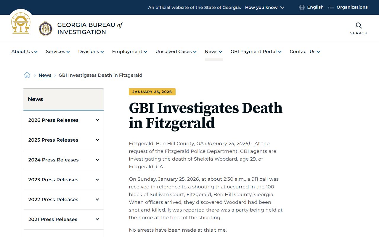 Ben Hill County arrest records GBI Fitzgerald investigation source