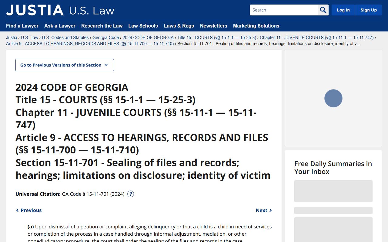 Ben Hill County arrest records juvenile sealing statute