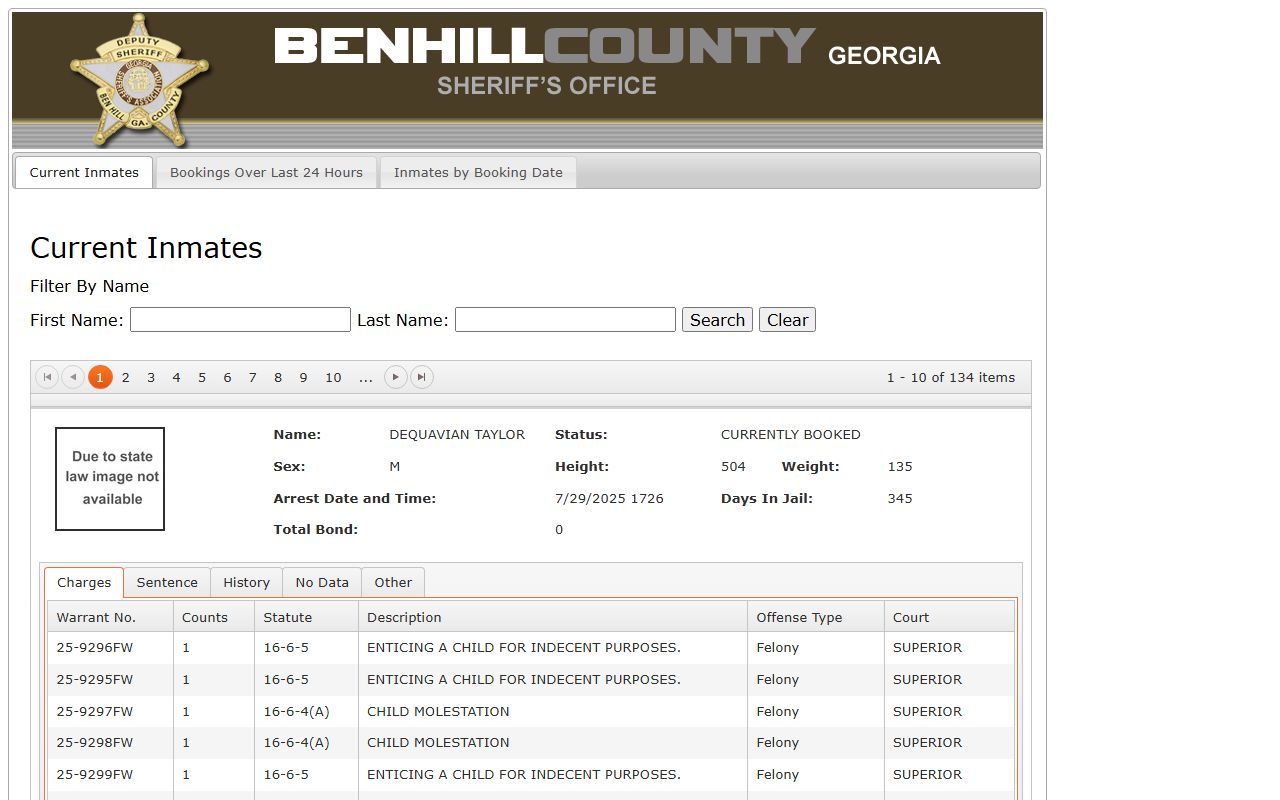 Ben Hill County arrest records jail population portal