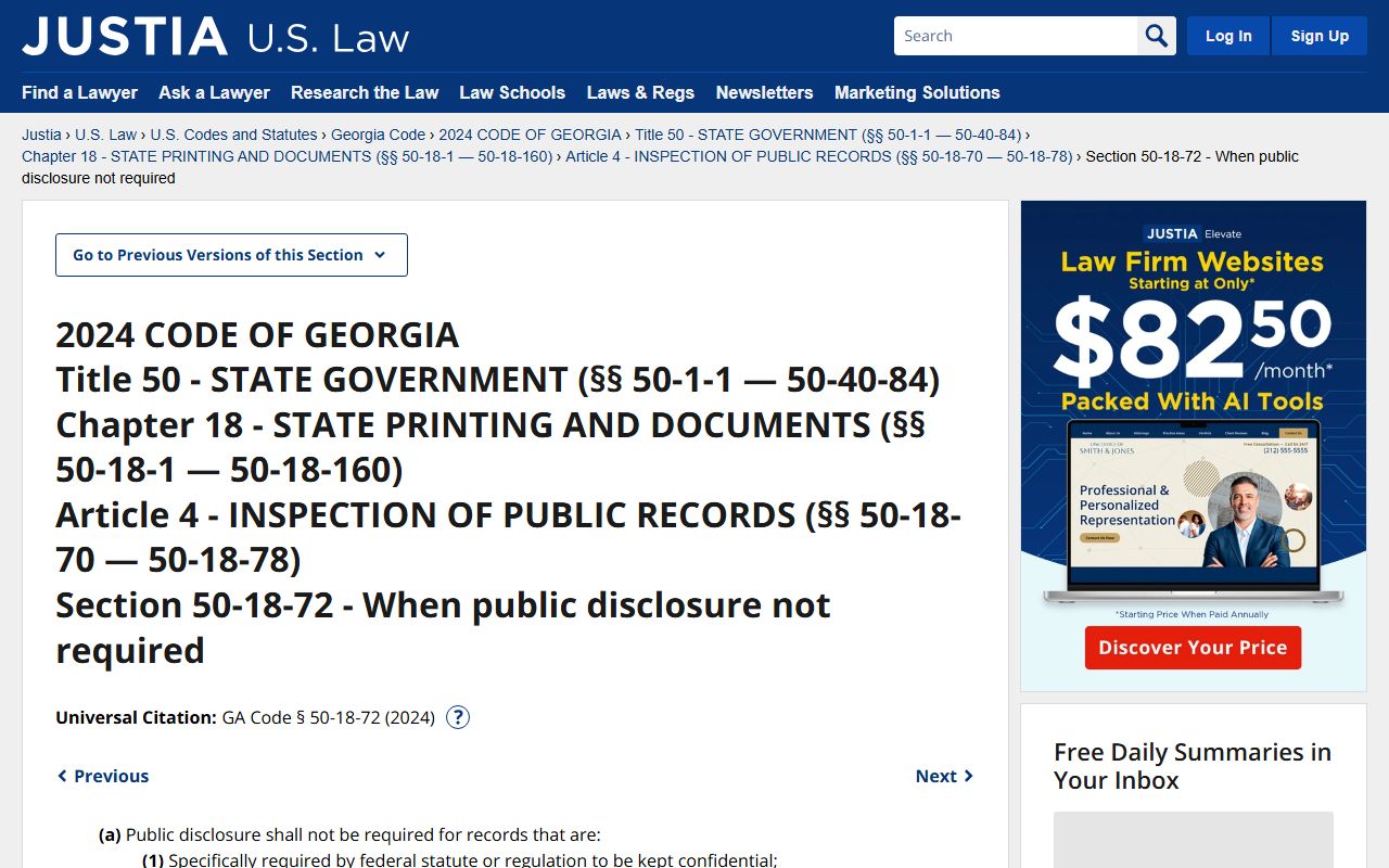 Ben Hill County court records O.C.G.A. 50-18-72 exemptions