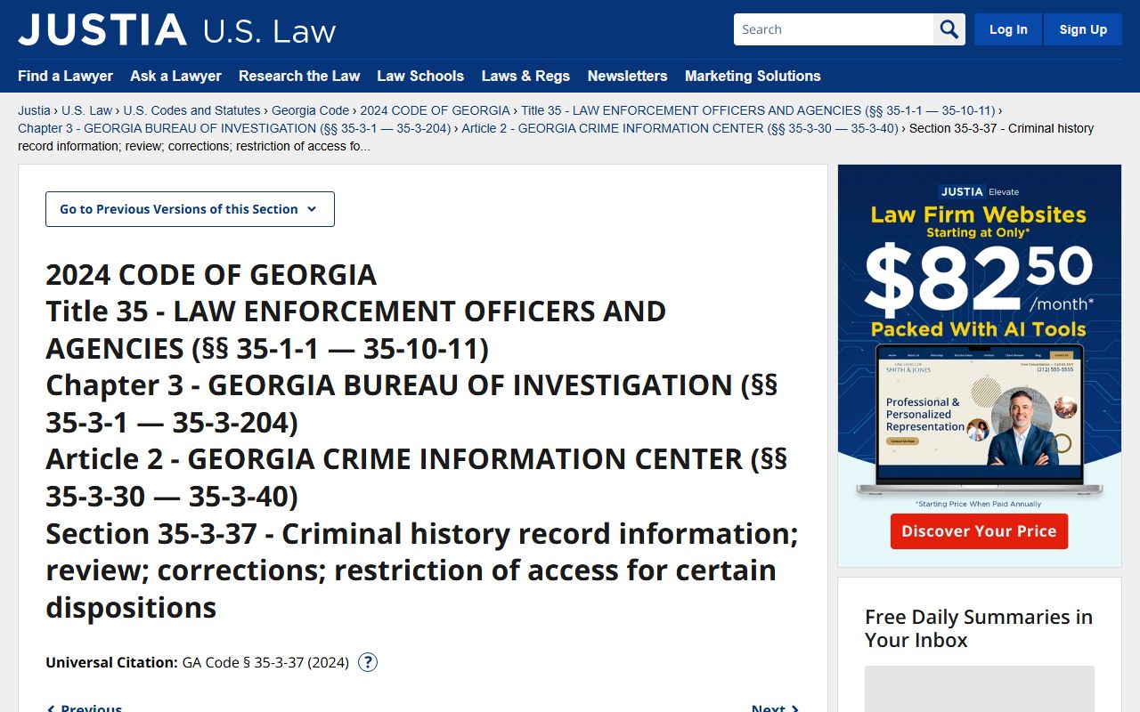 Ben Hill County criminal court records O.C.G.A. 35-3-37 statute