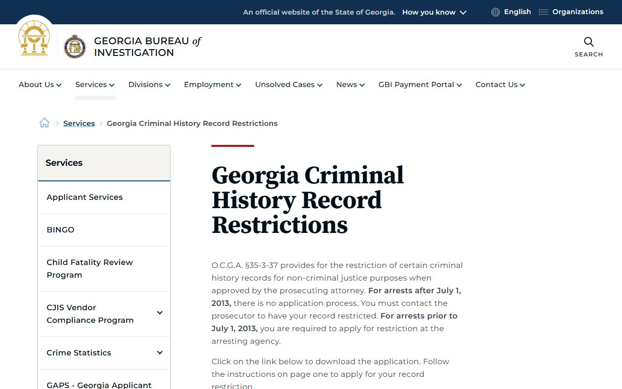Ben Hill County criminal court records GBI restriction guidance