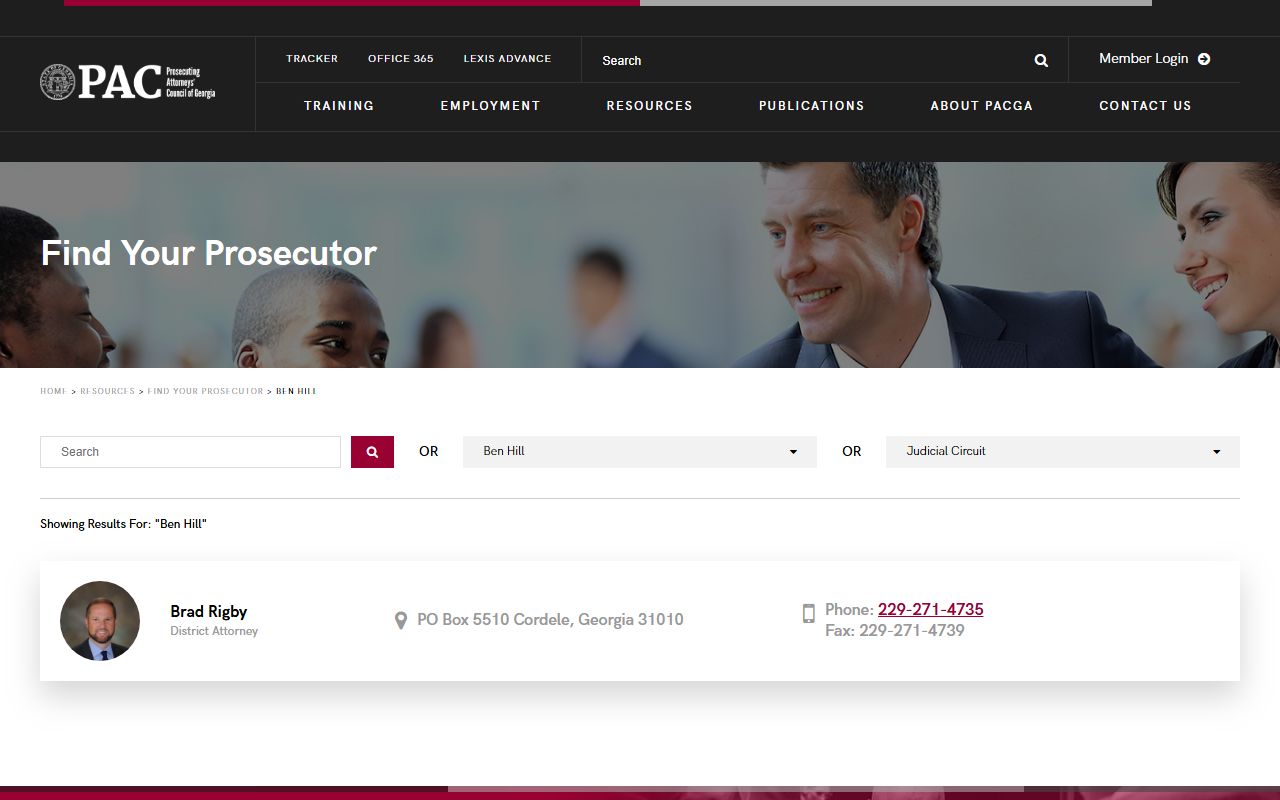 Ben Hill County criminal court records district attorney listing