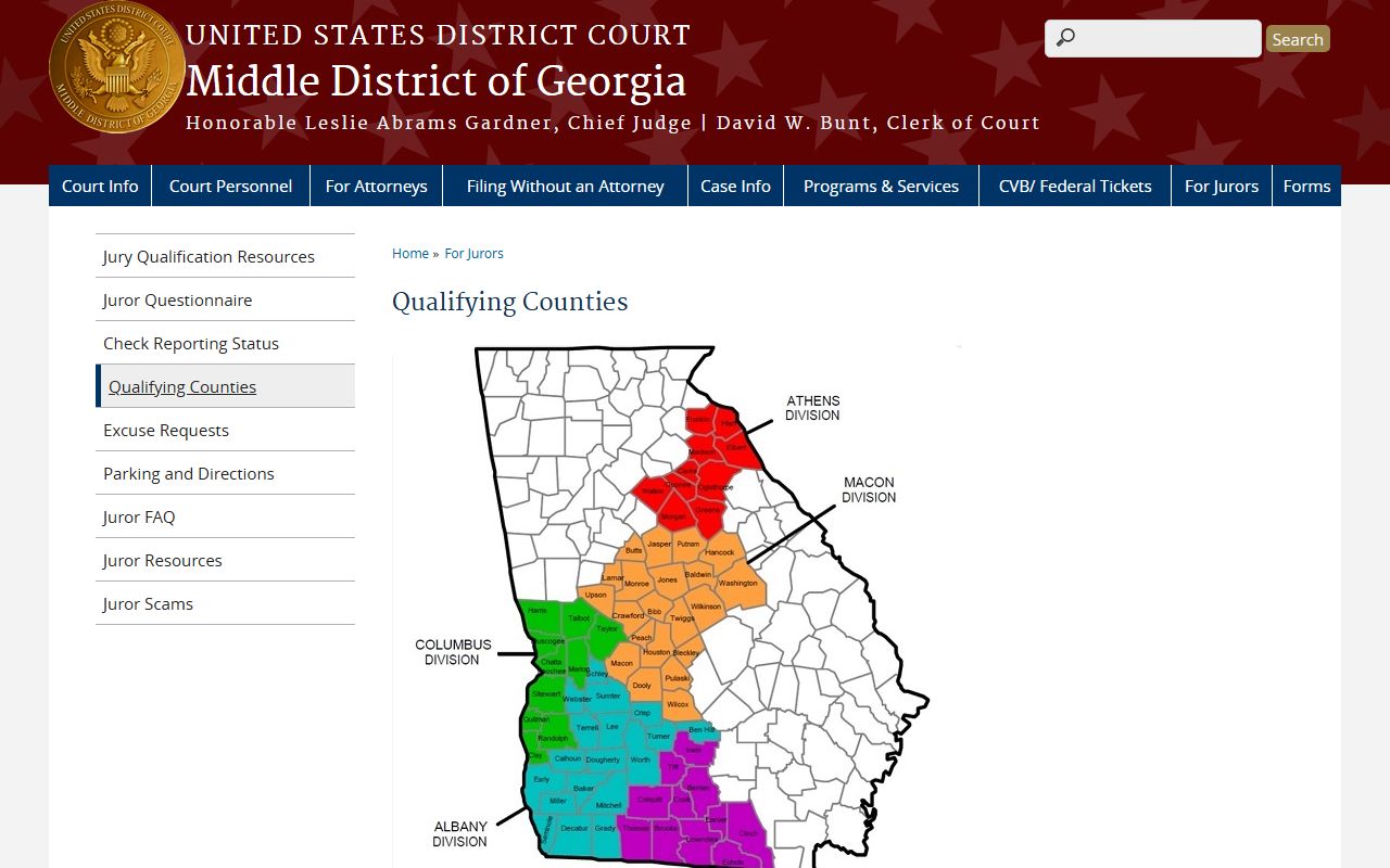 Ben Hill County Superior Court Middle District qualifying counties reference