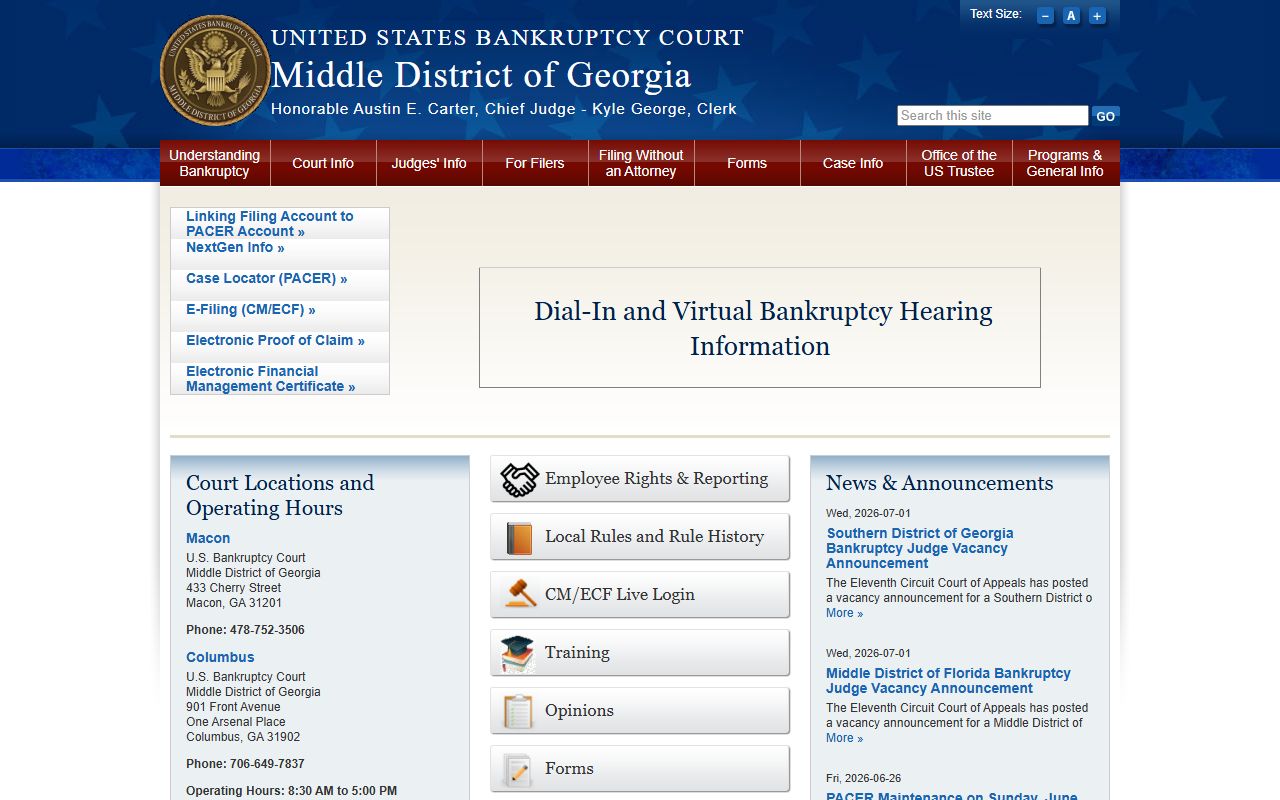 Ben Hill County Superior Court bankruptcy records are federal court records