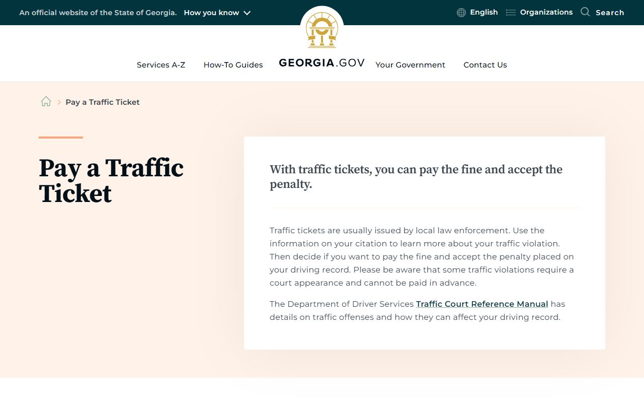 Ben Hill County traffic court records Georgia ticket payment page