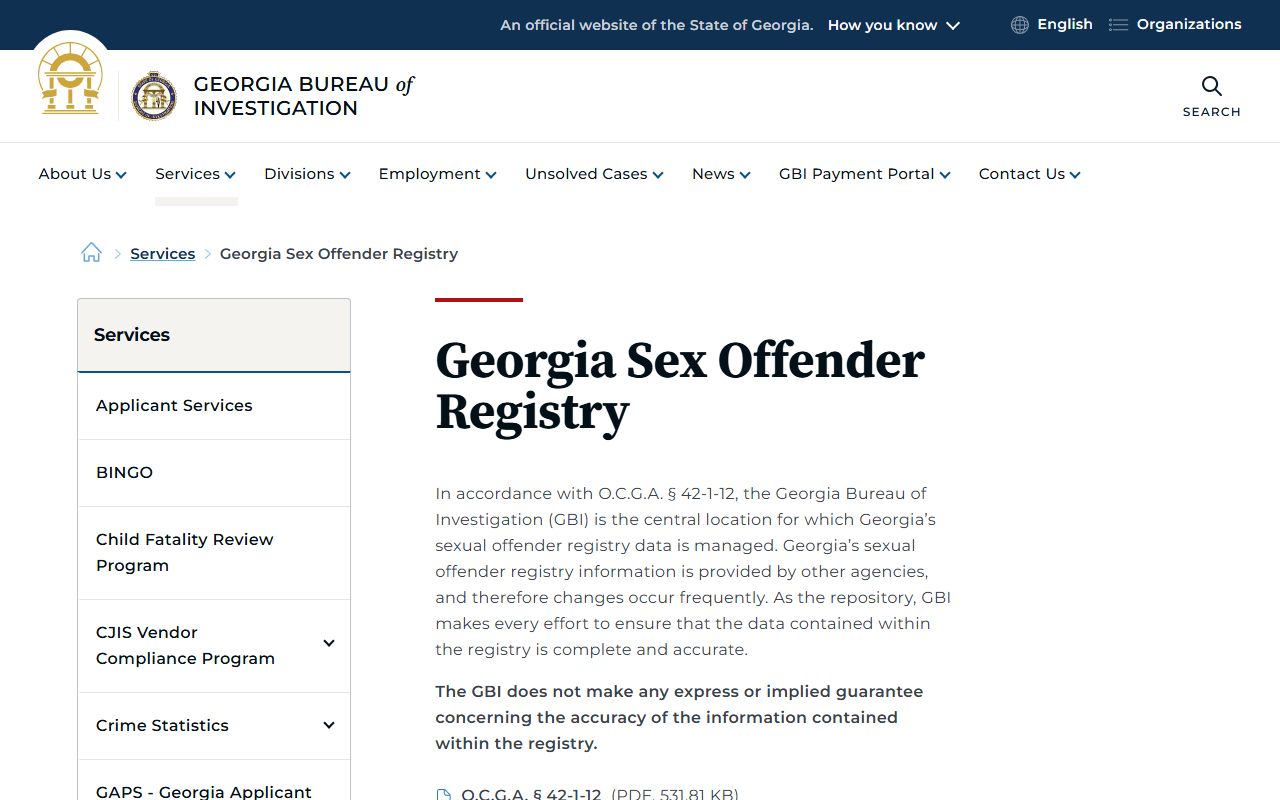 Ben Hill County inmate records Georgia sex offender registry information