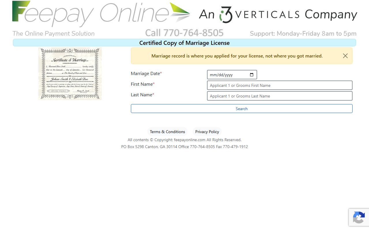 Ben Hill County marriage records FeePay certified marriage certificate request