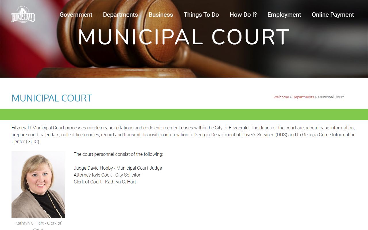 Ben Hill County Probate Court records Fitzgerald Municipal Court traffic source