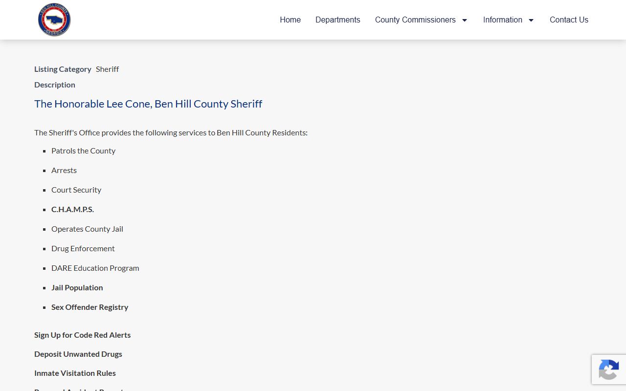 Ben Hill County warrant search sheriff page source